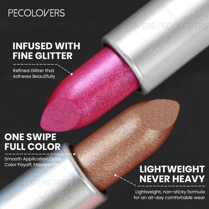 1PC Shiny Metallic Lipstick - Pearlescent Lip Gloss, Suitable for All Skin Types, High Pigmentation, Mild Formula, New Year Gift