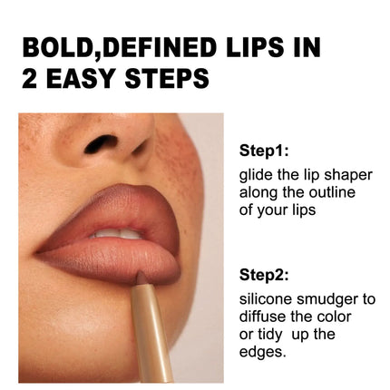 HANDAIYAN Double-Head Waterproof Lip Liner Pen Coffee Brown Outlines Lip Shape Full Lip Contour with Silicone Brush