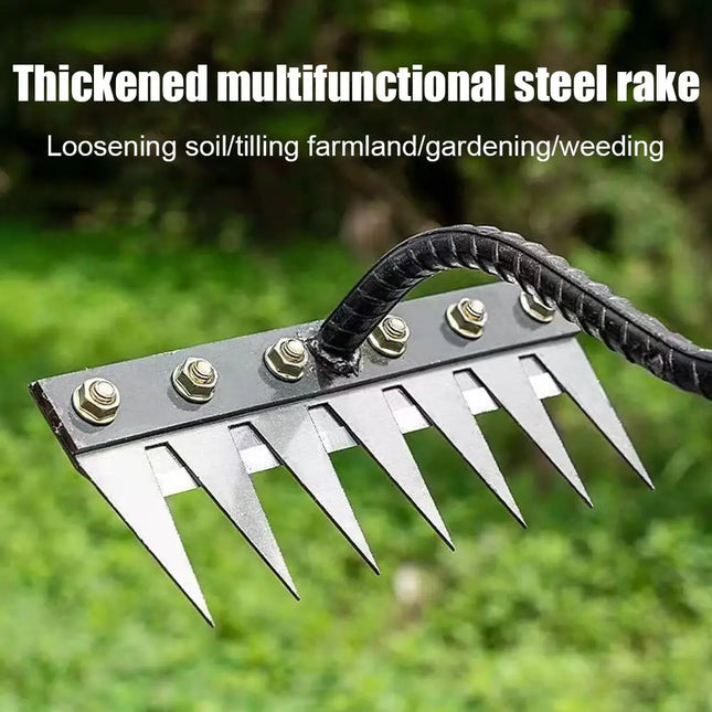 5/6/7/8 Teeth Garden Hoe Weeding Rake Tool Labor-saving Weeding Loosening Soil Artifact Harrow Handheld Carbon Steel Weeder Rake