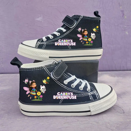 New Gabby's Dollhouse Children's Shoes Student High Top Canvas shoes Girls Anti-slip Outdoor Shoes Kids Sport Shoes