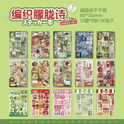 Cartoon Mini Sticker Book Tiny Pet Food Stickers Book Children Girls Nail Sticker Decor DIY Notebook Scrapbook Planner Decals