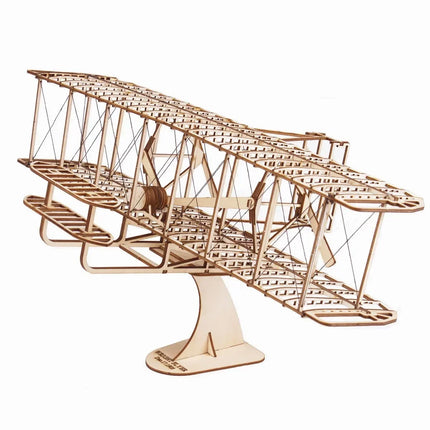 3d Retro Plane Wooden Puzzle Assemble Building Blocks Model Kits DIY for Kids Adult Breriot Wright Brothers Airplane Desk Toys