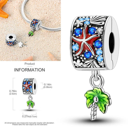 New 925 Sterling Silver Cactus Four Leaf Clover Charm Spring Green Series Bead Pendant For Original Beads Bracelet DIY Jewelry