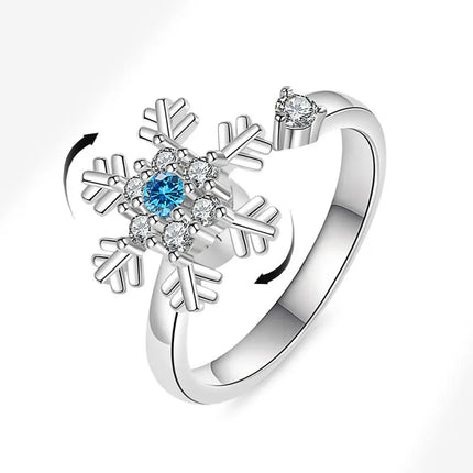 VENTFILLE 925 Sterling Silver Moon And Stars Zircon Rotatable Ring For Women Gift Diamond Relieve Stress Ring Jewelry Wholesale
