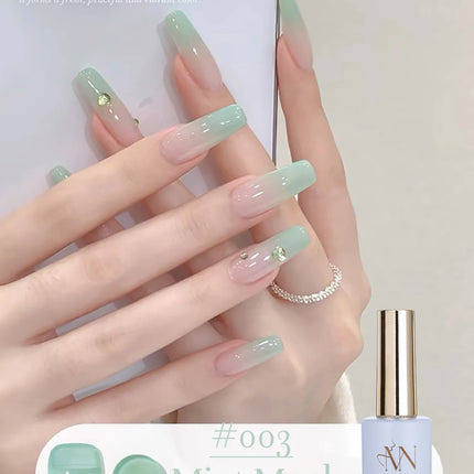 MN 12ML 1-12PCS Chinese Style Turquoise Gel Nail Polish 2026 New Ice Transparent Green Jelly Gel Polish Yellow Green Nails