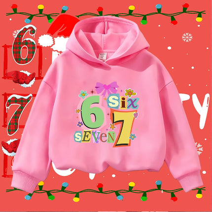 Kids Christmas Sweatshirt 6 7 Number Print Toddler Boys Girls Long Sleeve Pullover Casual Winter Clothes for 6-7 Years Old