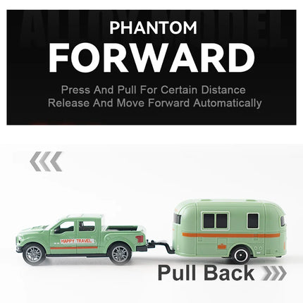 1:64 Alloy Diecast Pickup Caravan Car Model Classic Pull Back Car Miniature Vehicle Replica For Collection Gift for Kids