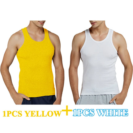Tank Tops Men New 100% Cotton Solid Vest Mens Slim Casual Breathable Sleeveless Tops Gym Running Undershirt Male Gift Hot Sale