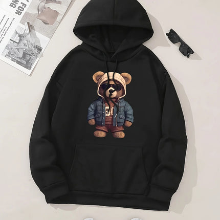 Women's casual hoodie sweatshirt with cute cat pattern print round neck long sleeves for autumn and winter warmth, regular style