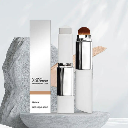 Lightweight Korean Changing Foundation Stick Hydrating Non-Sticky 20H Long-Wear Brightening Built-in Brush for All Skin Types