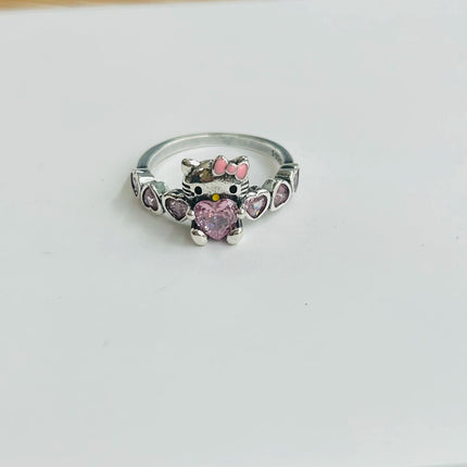 New Hot Selling Fashion 925 Silver Cute Cartoon Animation Ring Women's high-end Jewelry Gift Wedding Crystal Luxury Accessories