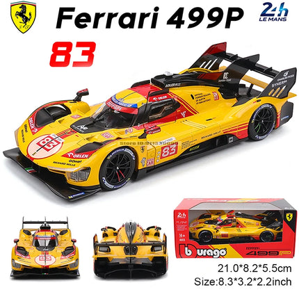 Bburago 1:24  2024 Ferrari 499P LMH FORMULA RACING 250GTO FXXK 458 Alloy Luxury Vehicle Diecast Cars Model Toy Collection Gift