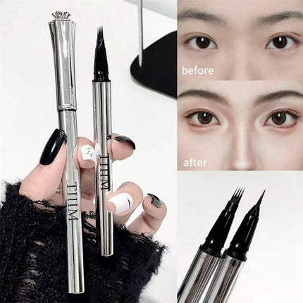 Waterproof Wild Eyebrow Pen 2/4 Separated Head Natural Brow Makeup Quick-Drying Creation of Ultra-Fine Lasting Liquid Eyebrow