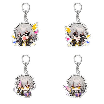 Honkai: Star Rail Anime Figure Acrylic Keychain Dan Heng Feixiao Firefly Model Plate 4pc/set Keyring Game Fans Gift