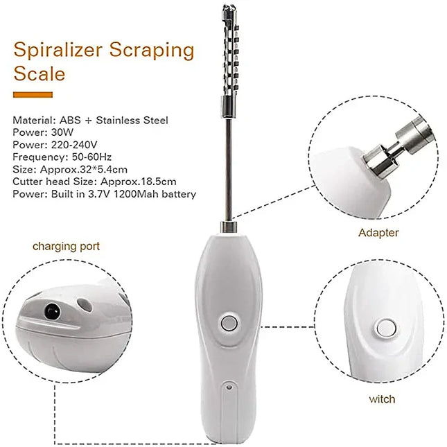 Electric Fruit Corer Electric Scale Scraper Egg Beater Rechargeable Vegetable Core Digger Remover Wear-resistant Rotating Cutter
