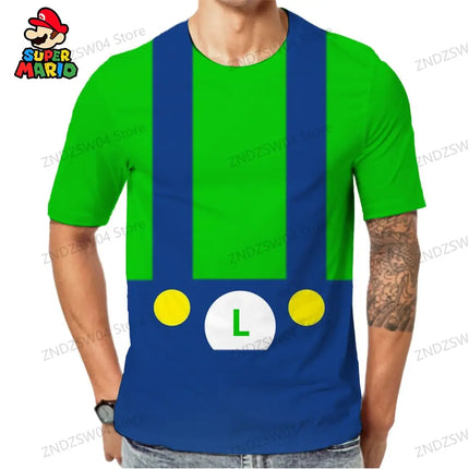 Fashion Parent-child Wear Oversize Men's Children's T-Shirt Tops 2026 Y2k Super Mario 110-6XL Streetwear Anime Mens Clothes Man