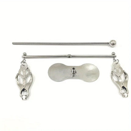 Stainless Steel Bilateral Rotatable Adjustable Height Nipple Clamps– Erotic BDSM Adult Toy for Women, Couples' Restraint Tool