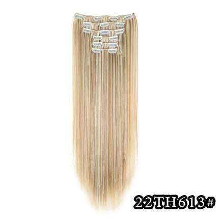 24 Inch Natural Hair Clips Synthetic Hair for Women Hair Tinsel Kit 16 Clips-on Hair in 6pcs Hair Extensions Wicks for Hair