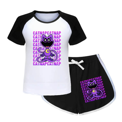 Smilings Critters Cat Outdoor Clothing Children Top Tracksuit for Girls Boutique Clothes for Trips Striped Children's Fashion