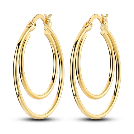 925 Sterling Silver Gold Pearl Hoop Earrings Pave Large Circular Shape Earring Gift for Women Jewelry Anniversary Wedding