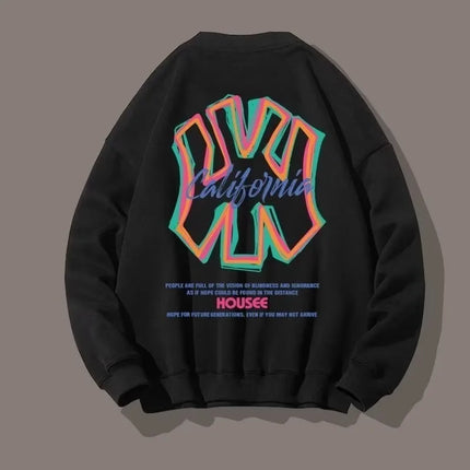 M-8XL Men Oversized Sweatshirt Fashion Loose American Street Fashion Baseball Brand Print Long Sleeve Couple Clothes