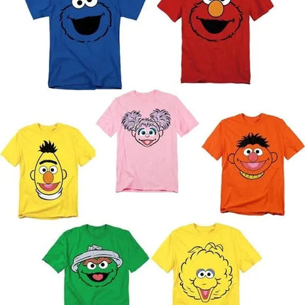 Sesame Street Toddler Boy Girl 4 Pack T-Shirts Elmo Oscar Big Bird Cookie Monster Cute Cartoon Character, Soft Stretchy Fabric