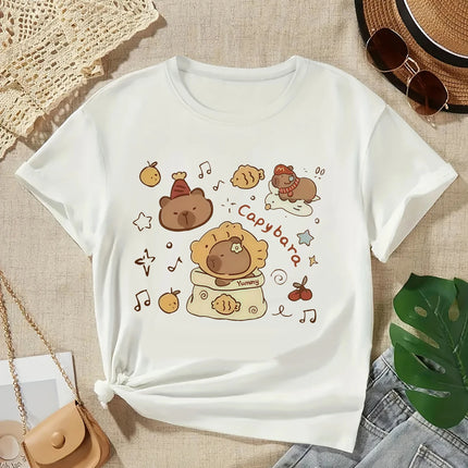 2025 Capybara T-Shirt Kids Children T-Shirt Capybara Cartoons Clothes Kid Girl Boy Capybaras T-Shirt Baby Casual Top Clothes