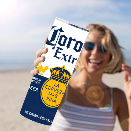 20oz Creative Corona Light Beer Can Modelo Stainless Steel Skinny Tumblers Vacuum Cup With Lid straw Keep Hot Cold Water Bottle