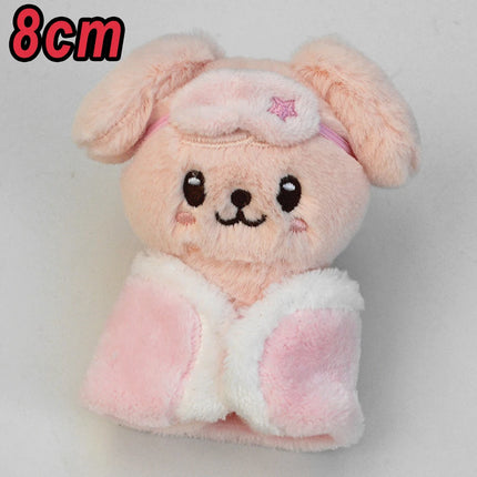 *-SKZOO Stray Kids Keychain Plush Toy Pajamas Eye Mask Keychain Decorative Animal Pink Series Mini Companion Doll DIY Products