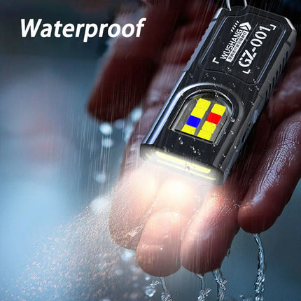 Multifunctional Mini COB LED Keychain Flashlight USB Rechargeable Hat Clip Lamp Work Light Keyring Camping Walking Pocket Lamp