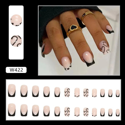 Fresh Flower 24 Pcs Press on Nails Pink Nail polish Glossy Artificial Finger Manicure Reusable False Nails for Women