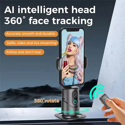 FGCLSY Automatic facial tracking phone holder with remote control and gesture control, 360 ° rotating phone camera holder