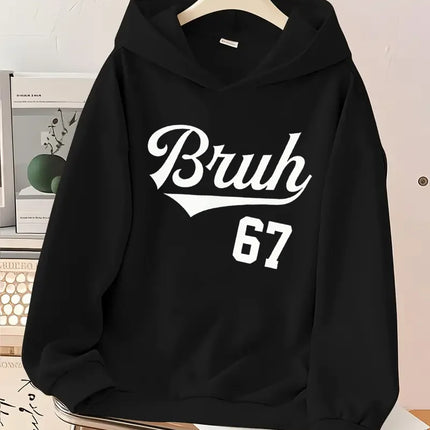 Trend Dazzle Color Boy White Number 67 Print Black Hoodie Hoodie Personality Graffiti Loose Casual Hooded Top