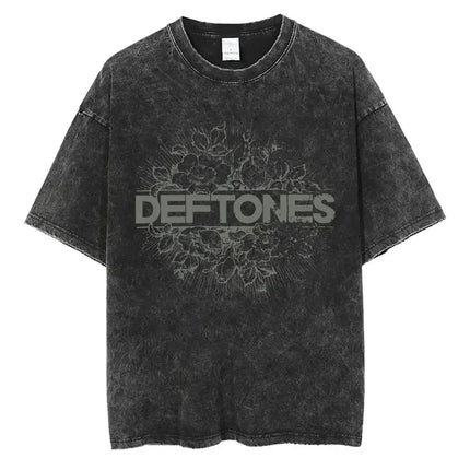 New Arrival Mens Clothes Tee Shirt Homme Washed Vintage Rock Band Deftones Private Music Graphic  Men Clothing New in Top & Tees