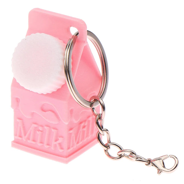 Milk Carton Keychain Pendant Mini Milk Carton Shape Pill Storage Box Portable Container Pendant For Backpack Handbag Keychain