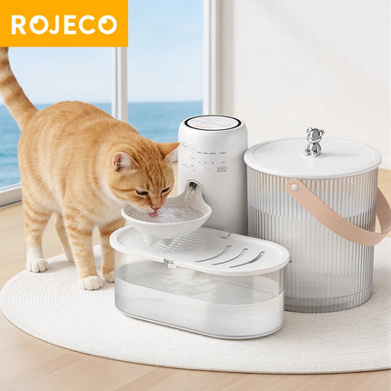 ROJECO Automatic Dog Water Fountain No-Filters Tilting 2600mAh Wireless Pet Water Dispenser For Dog Cat Drinking Fountain Bowl