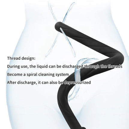 Deep Anal Plug with Washing Tube Long Silicone Buttplug Cleaning Accessory for Couples Vaginal & Anus Shower Sex Toy for Men