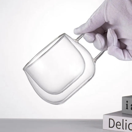 YWDL 100/200ml Double Walled Glass Coffee Cup Set Clear Espresso Cups With Handle Heat-resisting Glass Cup For Milk Latte Tea