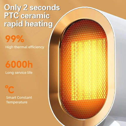 1200W Portable Electric Heater Mini Desktop Fan Heater Smart Warm Air Machine Home Bedroom Office Winter Heater