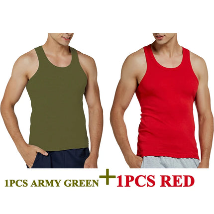 Tank Tops Men New 100% Cotton Solid Vest Mens Slim Casual Breathable Sleeveless Tops Gym Running Undershirt Male Gift Hot Sale