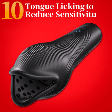 Powerful Vibrating Tongue Licking Vibrator Male Glan Massager Delay Stamina Trainer Oral Sex Climax Masturbation Sex Toy for Men