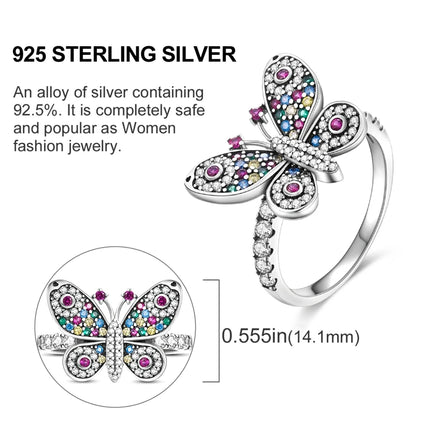 Original 925 Sterling Silver Ring Colorful Diamonds Cubic Zircon Finger Ring For Women Jewelry Wedding Engagement Birthday Gift