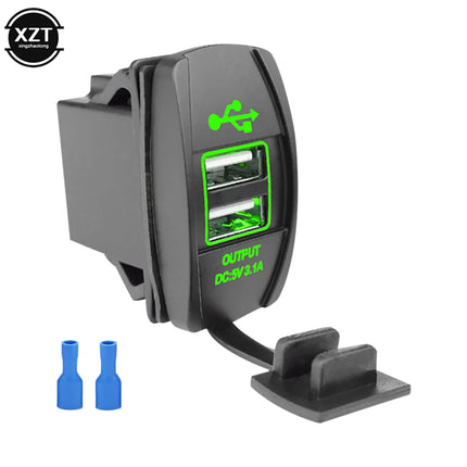 3.1A Dual USB Charger Socket Rocker Switch Waterproof Power Outlet for Car Boat Trucks RV Marine Vehicles Rocker Switch Panel