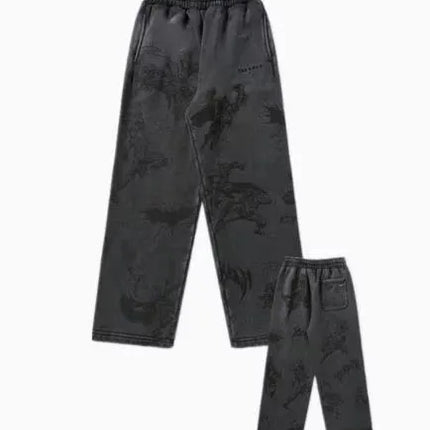 2026 Young American trendy sweatpants collaboration anime joggers cotton terry print wide-leg casual pants hip-hop street pants