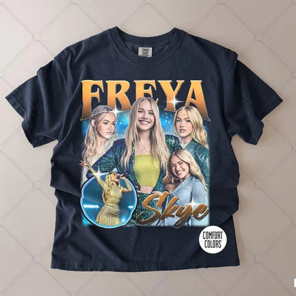 Retro Freya Skye Print T-shirt Descendants Zombies Worlds Collide Tour The Rise of Red Tee Oversized Y2k Women Men Short Sleeves