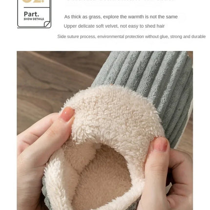 Winter Couple Style Concise Solid Color Wrap Heels Plush Slippers Non-slip Warm Flip Flops Women Men Home Casual Cotton Shoes
