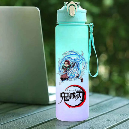Demon Slayer  Straw Cup 750ML Children's Large Capacity Portable Kamado Nezuko Sports Plastic Bottle Anime Gradient Drinking