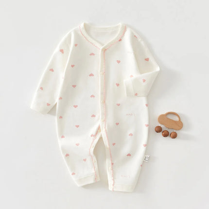 AYNIGIELL Newborn Baby Jumpsuit Spring and Autumn Pure Cotton Boneless Hoodie 0-18 Months Newborn Baby Suit Baby Girl Onesie