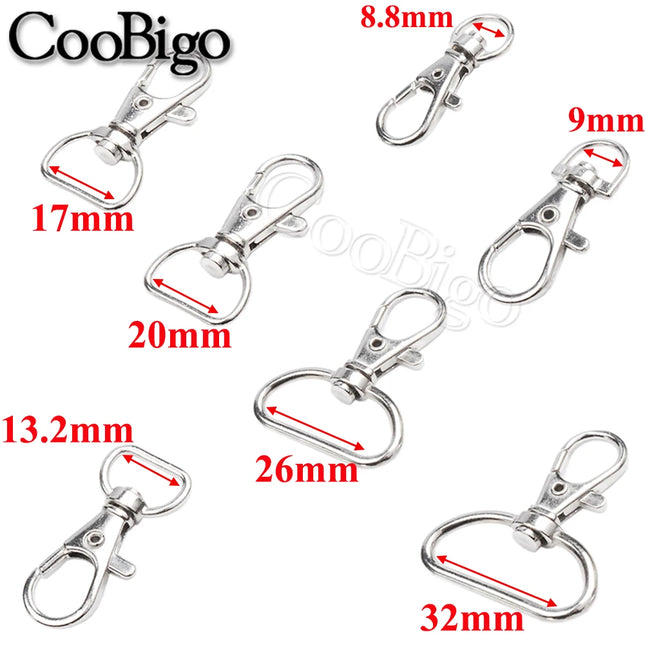 10pcs Swivel Key Holder Keyring Keychain Keyfob Lobster Clasp Carabiner Clips Snap Hook Buckle Bag Strap Jewelry DIY Craft Metal
