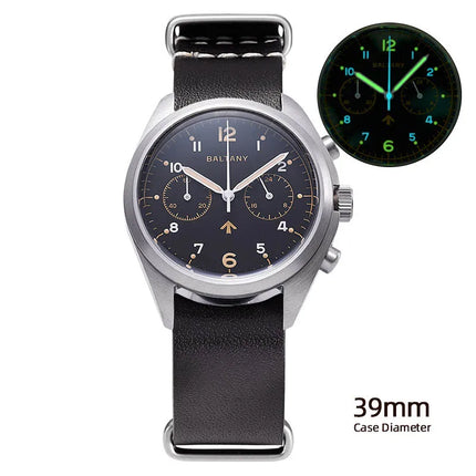Baltany 39mm Quartz Watch Man S5044 Military Chrono RAF 6BB Homage Watch Multifunction Stainless Steels Chronograph Watches